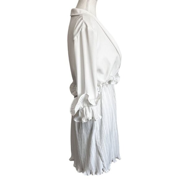 PRETTYLITTLETHING WHITE FRILL DETAIL PLEATED SKATER DRESS - - Picture 3 of 11